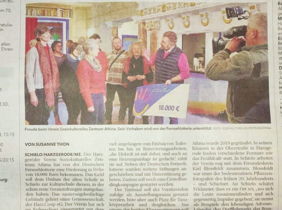 MZ Artikel vom 12.02.25 zur Fördermittelübergabe